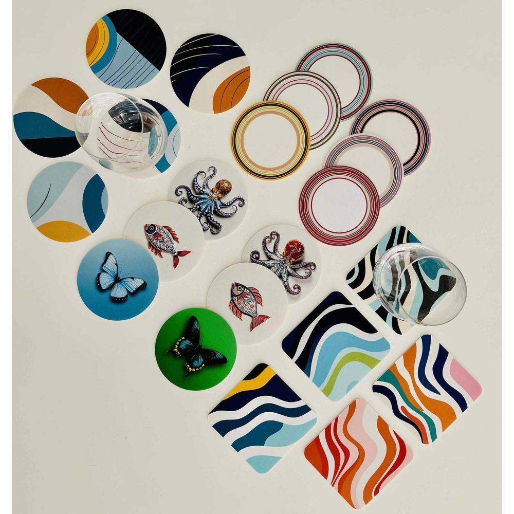Ensemble sets de table en vinyle 38 cm et dessous de verre Octopus Lot de 2 sets de table et de 6 dessous de verre motifs assortis - Imagen 2