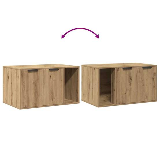 Meuble de bac à litière bois d'ingénierie chêne artisanal 80 x 50 x 45 cm - PANGIVO - Image 8