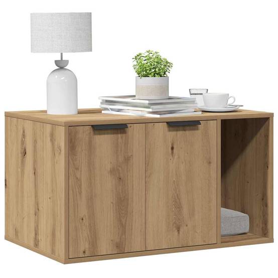 Meuble de bac à litière bois d'ingénierie chêne artisanal 80 x 50 x 45 cm - PANGIVO - Image 3