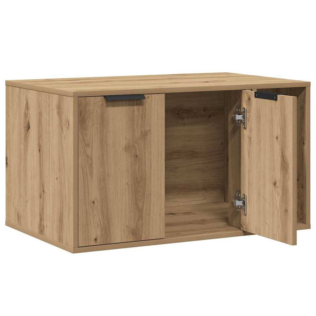 Meuble de bac à litière bois d'ingénierie chêne artisanal 80 x 50 x 45 cm - PANGIVO - Image 4