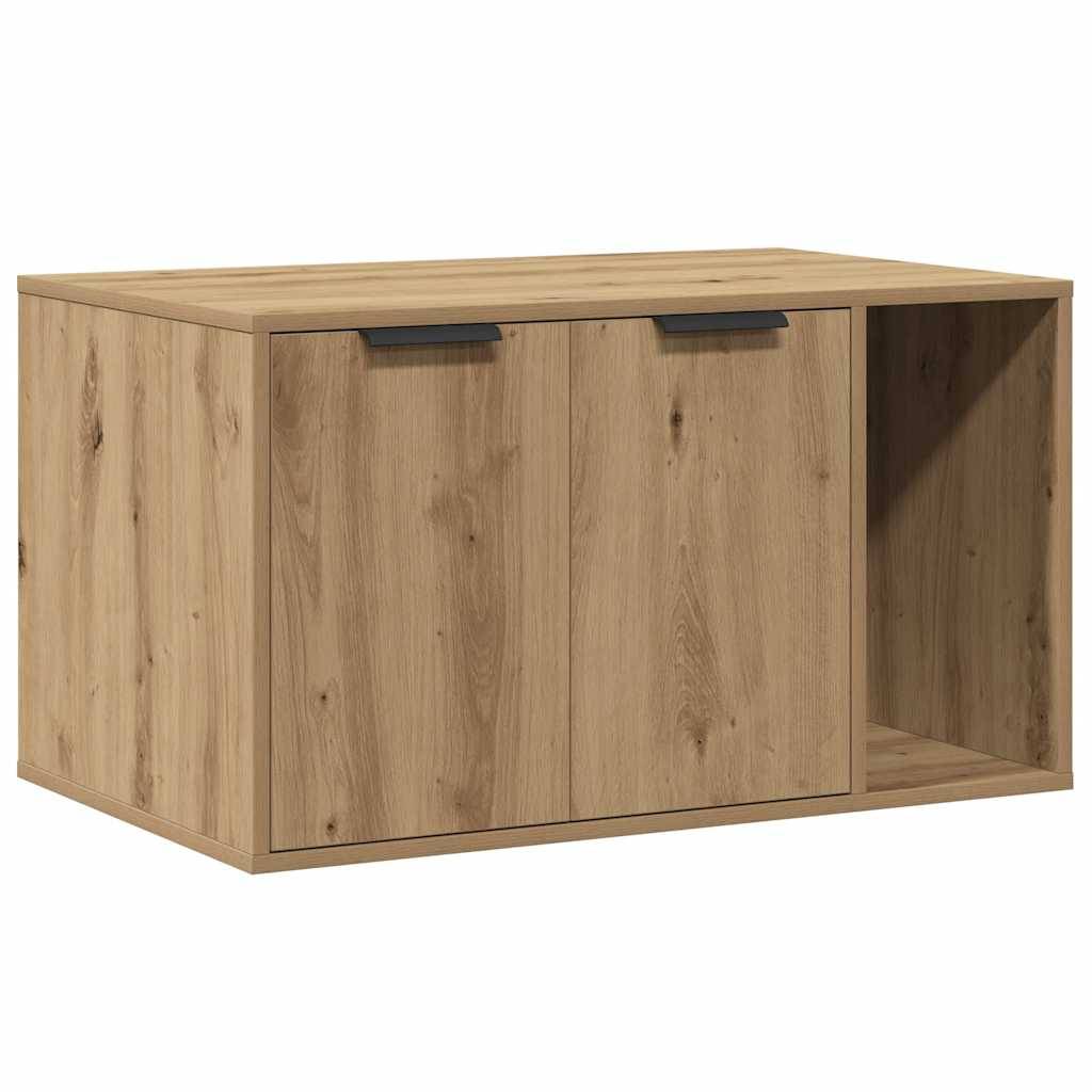 Meuble de bac à litière bois d'ingénierie chêne artisanal 80 x 50 x 45 cm - PANGIVO - Image 2
