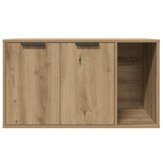Meuble de bac à litière bois d'ingénierie chêne artisanal 80 x 50 x 45 cm - PANGIVO - Image 5