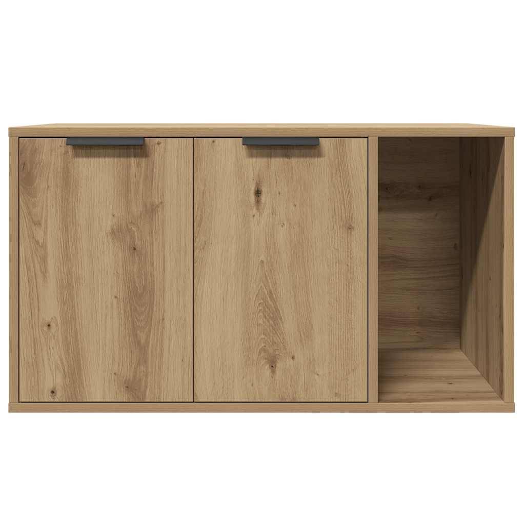 Meuble de bac à litière bois d'ingénierie chêne artisanal 80 x 50 x 45 cm - PANGIVO - Image 5