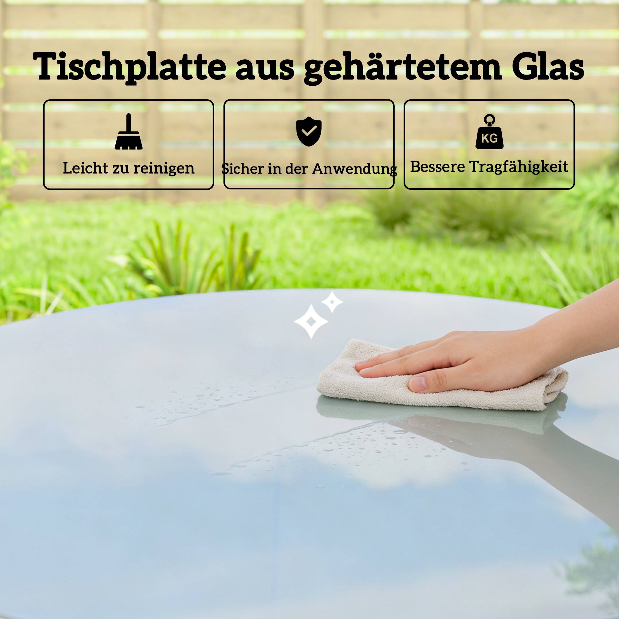 ComfortXL - Table de jardin en acier et verre trempé gris 80 cm pour 4 personnes pieds réglables - ComfortXL Outdoor Living - Image 6