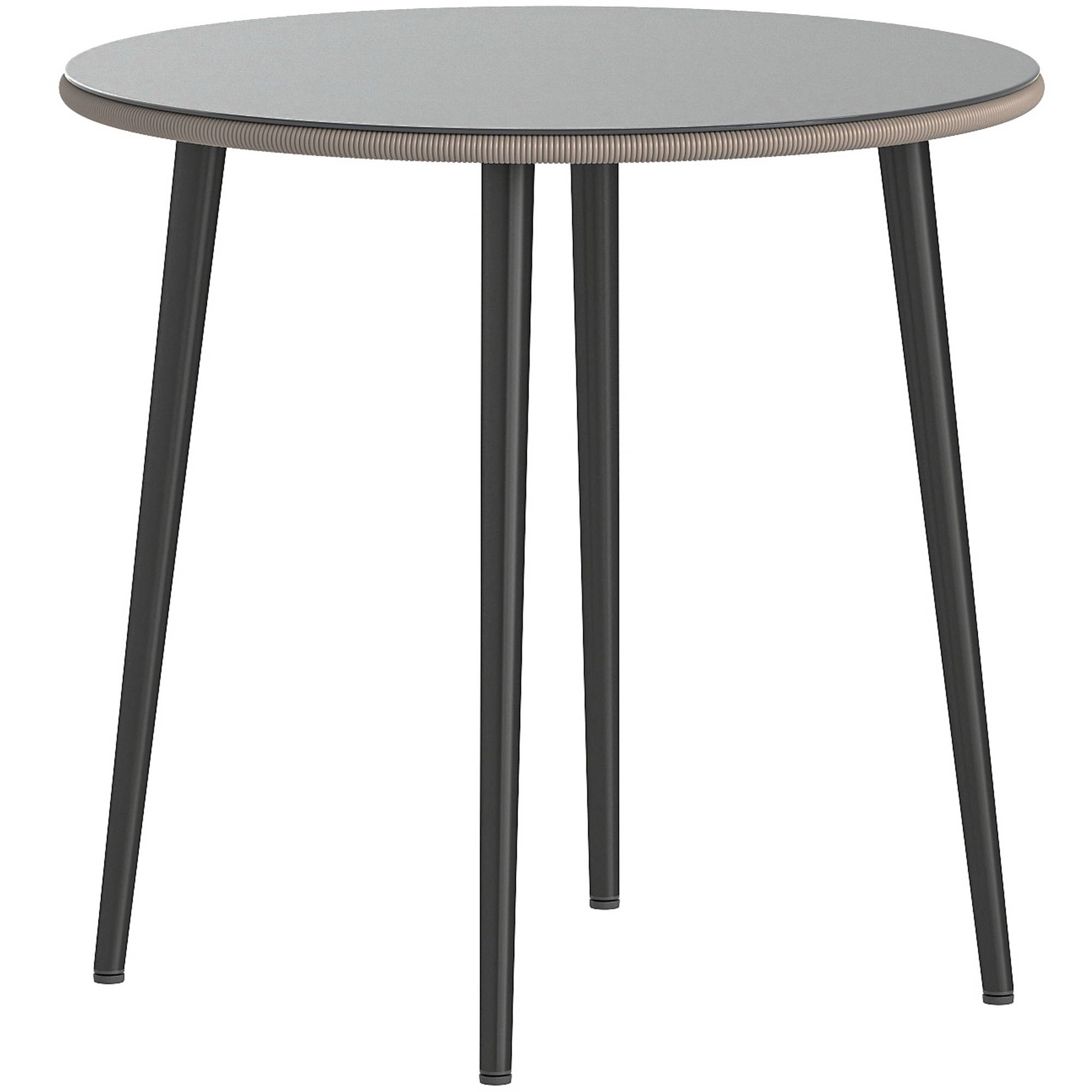 ComfortXL - Table de jardin en acier et verre trempé gris 80 cm pour 4 personnes pieds réglables - ComfortXL Outdoor Living - Image 2