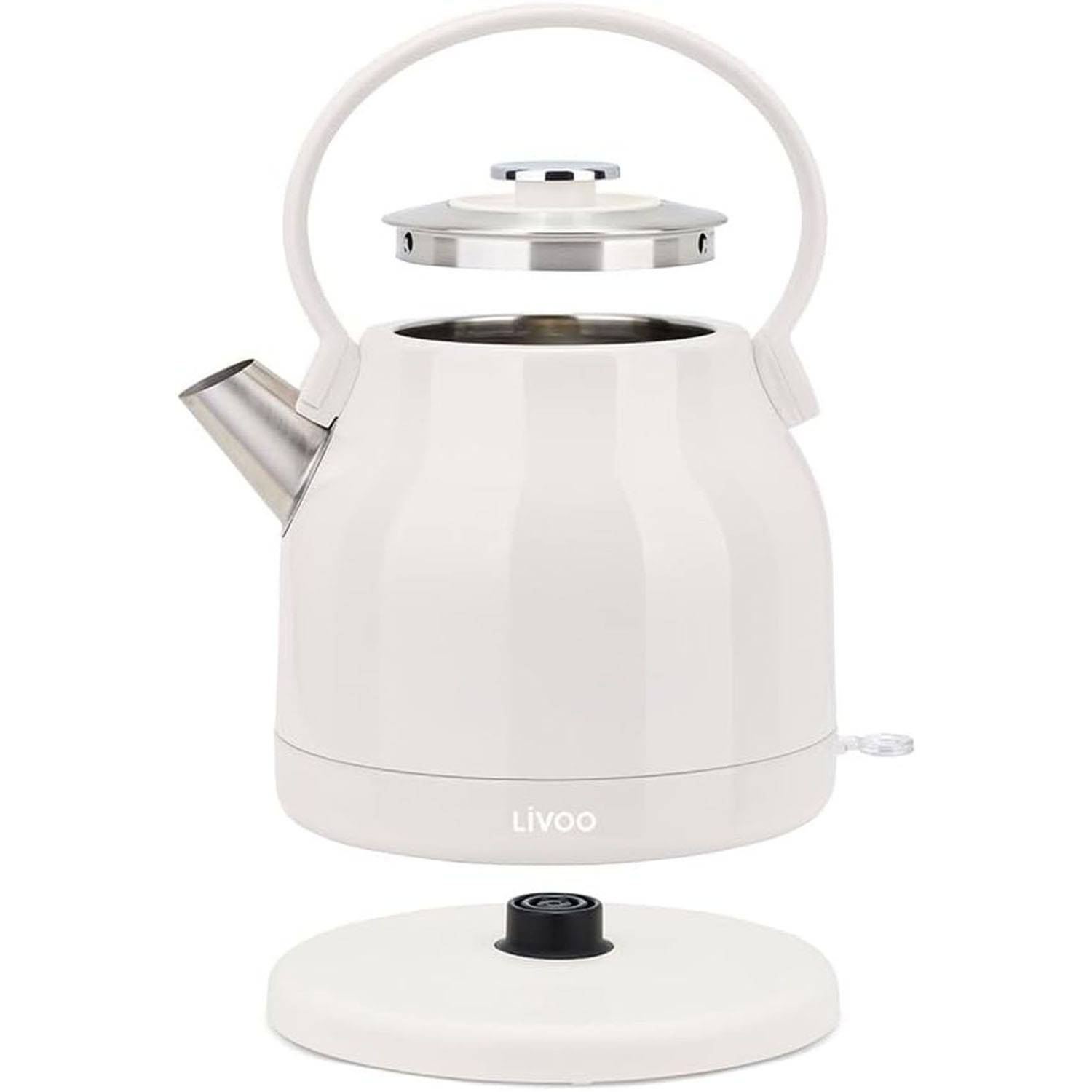 Livoo - Livoo – Bouilloire rétro 1,5L DOD202C – 1850-2200W, acier inoxydable, rotation 360°, résistance cachée - Image 2