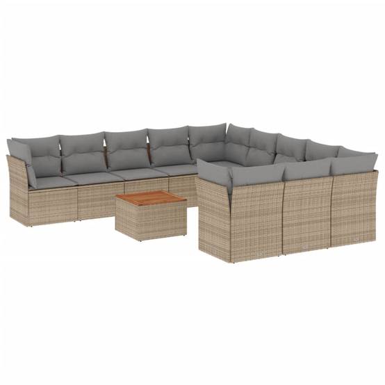 Salon de jardin modulable poly rotin confortable 11 places pour terrasse Beige coussins gris clair – ComfortXL Outdoor Living - Image 2