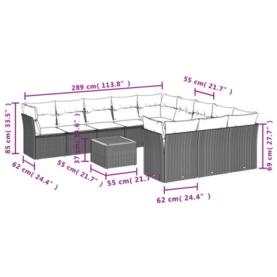 Salon de jardin modulable poly rotin confortable 11 places pour terrasse Beige coussins gris clair – ComfortXL Outdoor Living - Image 3