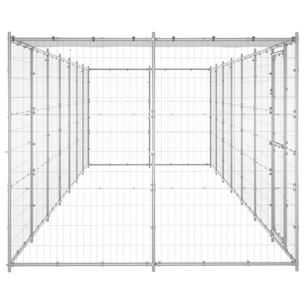 Helloshop26 - Chenil extérieur cage enclos parc animaux chien extérieur acier galvanisé avec toit 16,94 m² - Imagen 4
