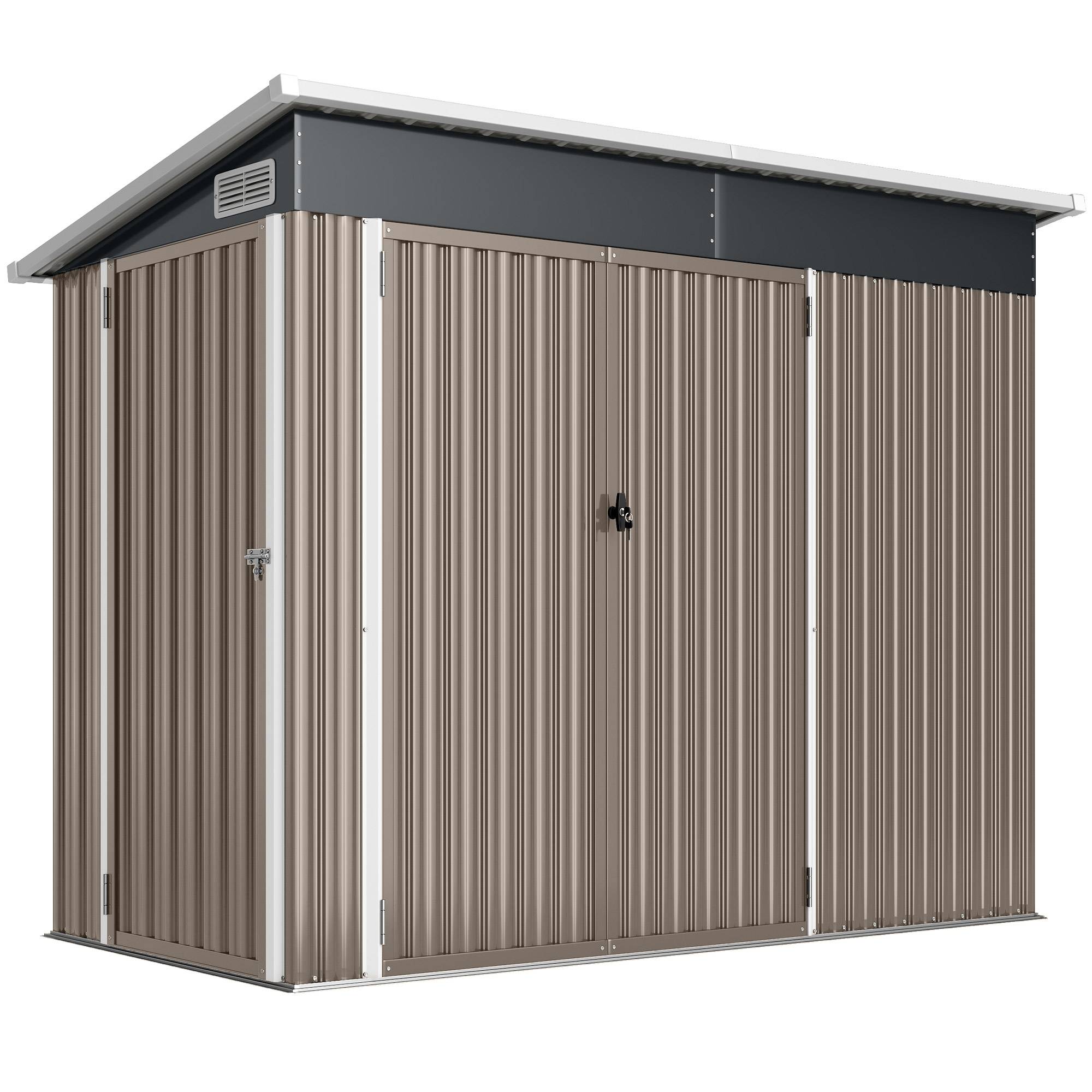 ComfortXL - Abri de jardin acier galvanisé 234 x 132 x 185 cm gris clair 3 portes verrouillables avec ventilation - Image 10