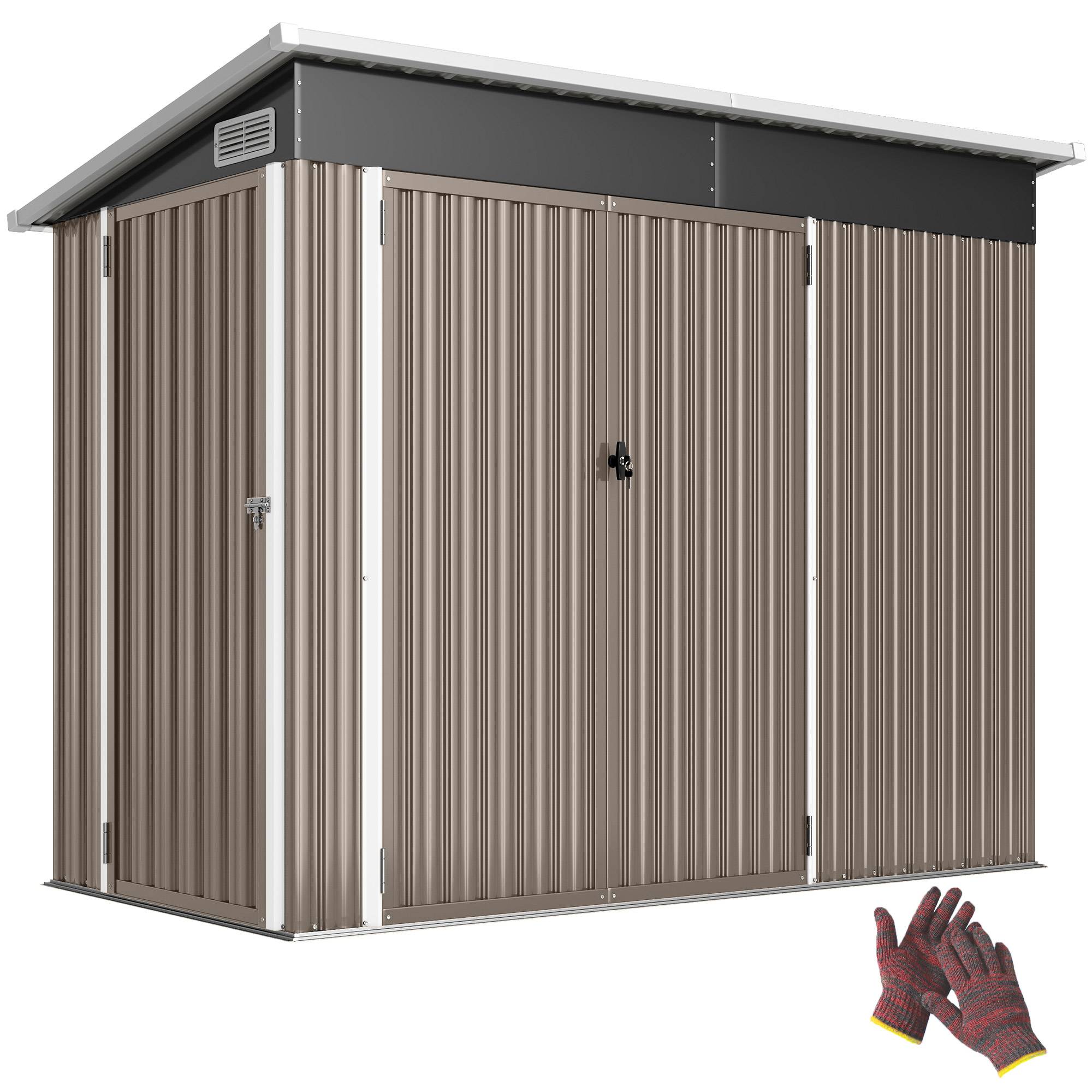 ComfortXL - Abri de jardin acier galvanisé 234 x 132 x 185 cm gris clair 3 portes verrouillables avec ventilation - Image 2