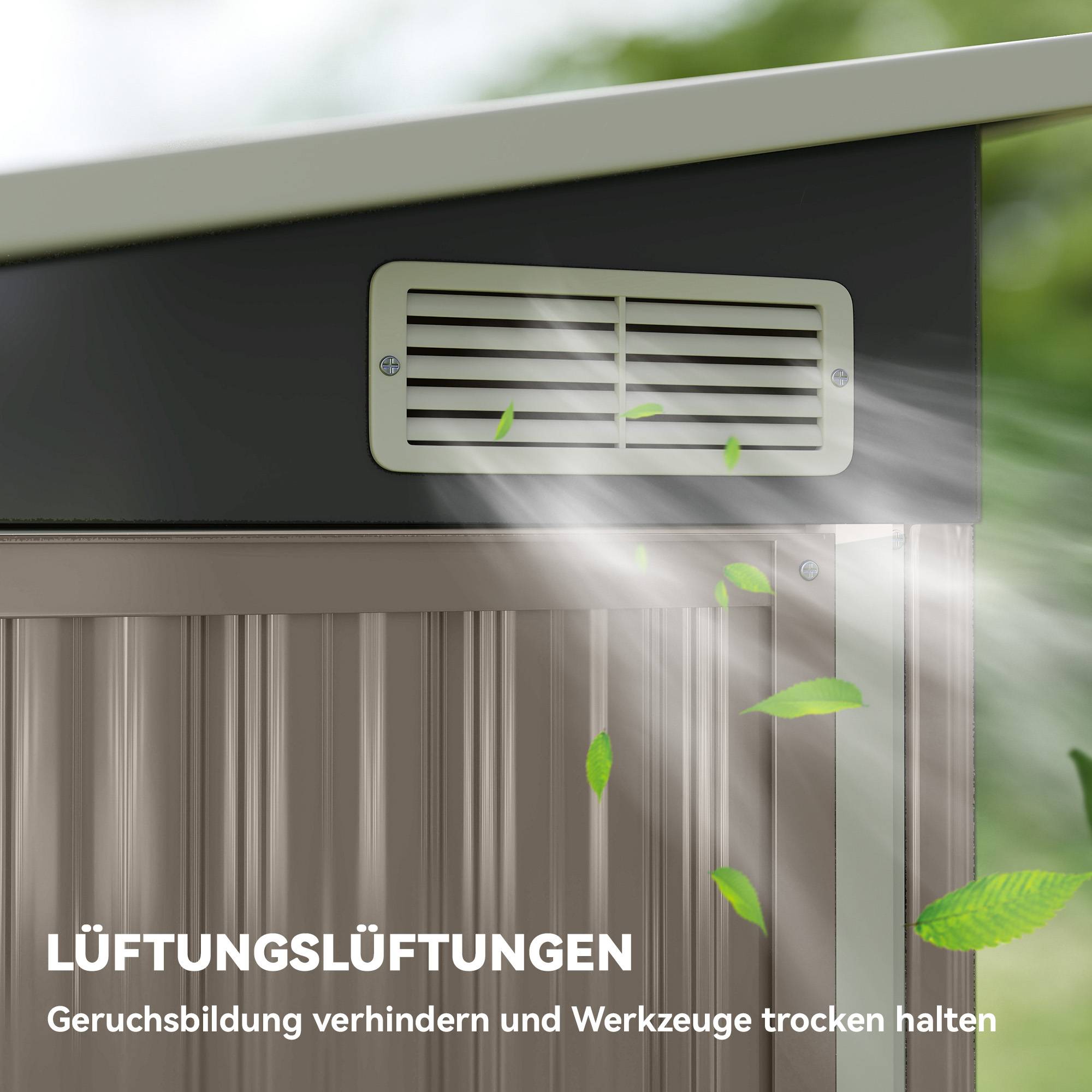 ComfortXL - Abri de jardin acier galvanisé 234 x 132 x 185 cm gris clair 3 portes verrouillables avec ventilation - Image 7