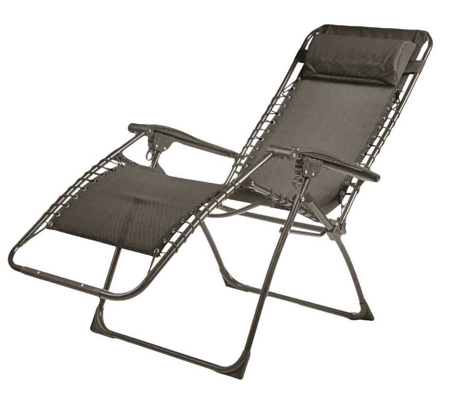 Ozalide - Lot de 2 fauteuils relax en acier  pliant  taupe  PALAVAS - Imagen 2