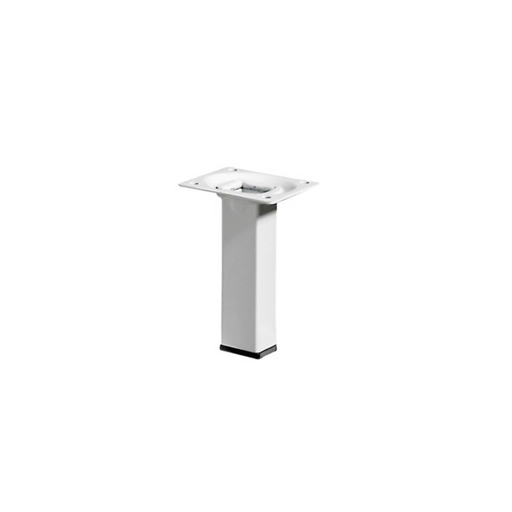 Pied de meuble carré fixe acier époxy blanc, 10 cm - Image 2