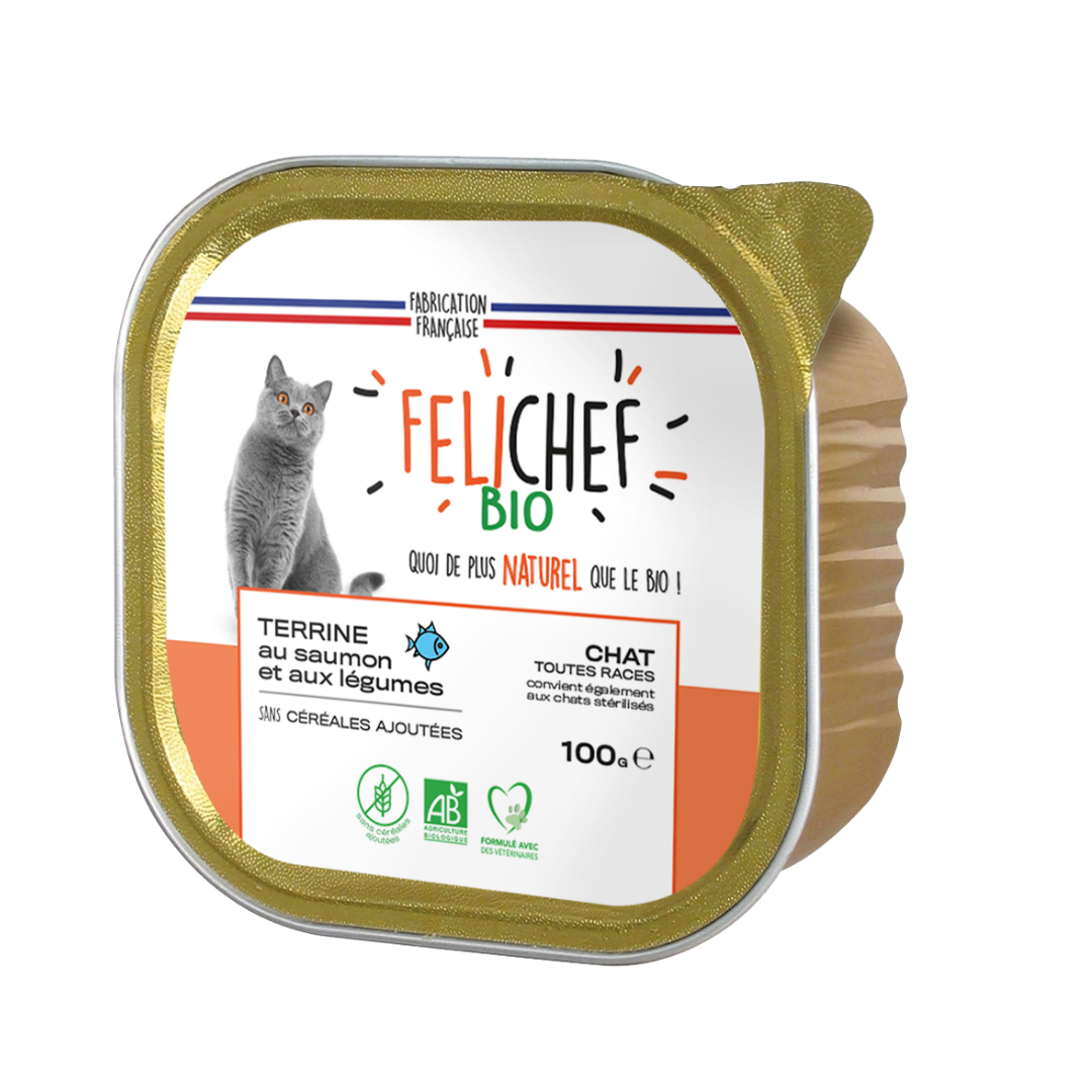 Felichef - Felichef - Terrines Sans Céréales Bio Saumon & Légumes pour Chat - Imagen 1
