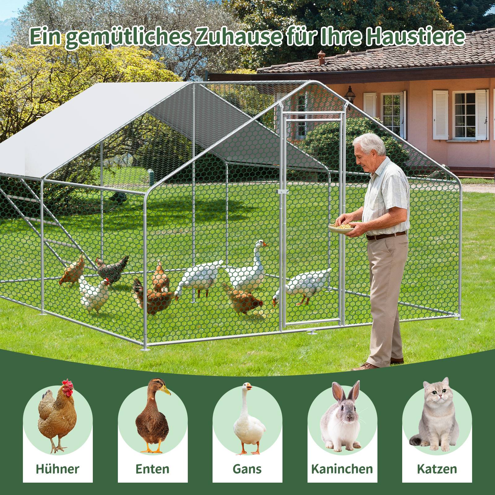 PANGIVO - Enclos pour poules métal argenté 300 x 400 x 200 cm - PANGIVO - Image 4