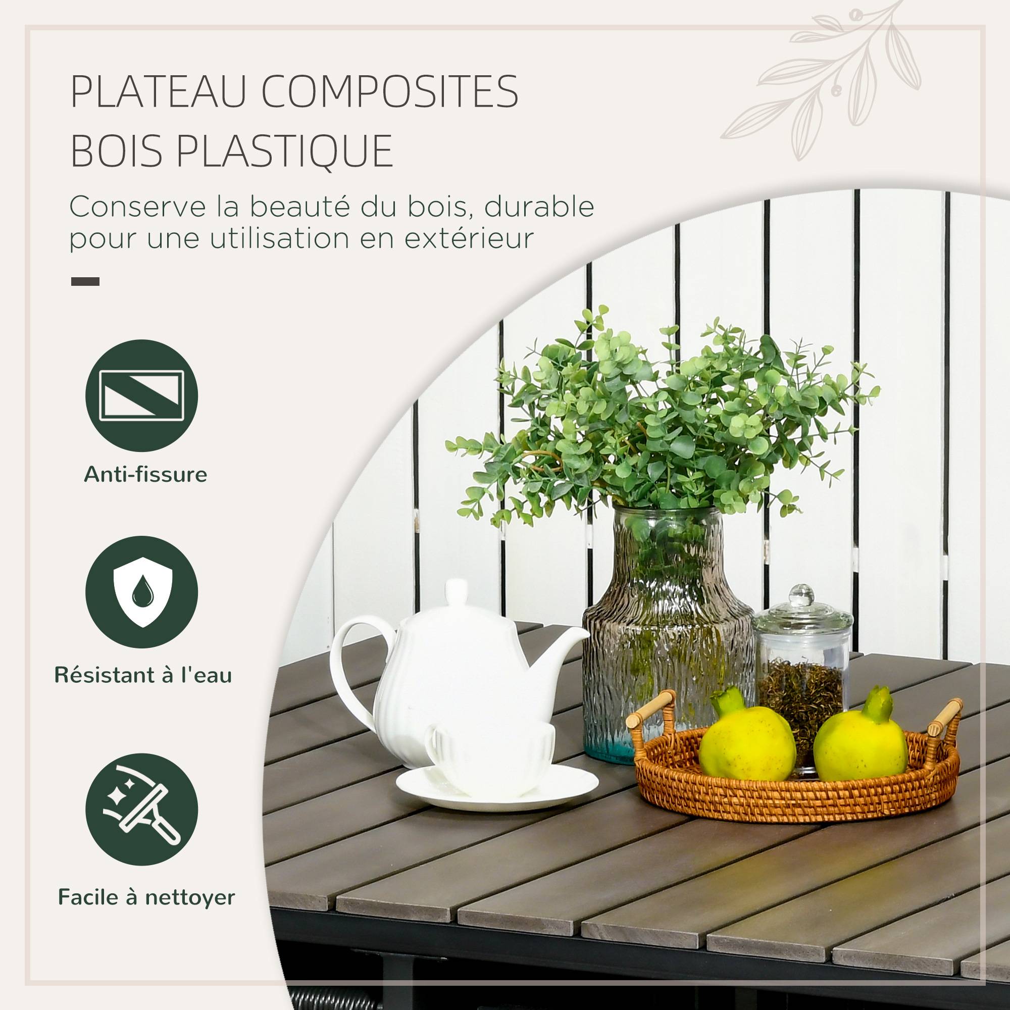Outsunny - Ensemble salon de jardin encastrable 4 personnes 5 pièces - coussins déhoussables - métal résine filaire noir gris - Outsunny - Imagen 6