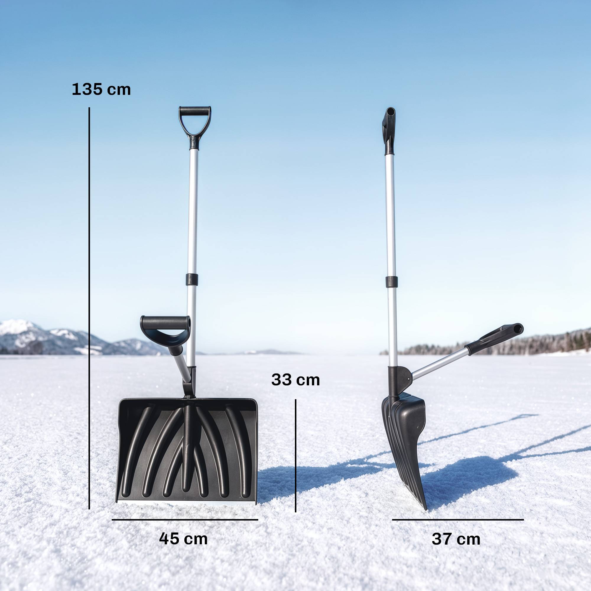 ComfortXL - Pelle à neige en aluminium et plastique noir lame 45 cm pour allées avec double poignée et manche amovible - Image 3