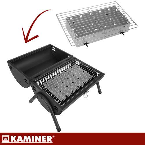 Barbecue touristique 36,5 x 28 x 41,5 cm avec couvercle, thermomètre, 2 grilles et 2 plateaux - Image 6