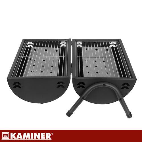 Barbecue touristique 36,5 x 28 x 41,5 cm avec couvercle, thermomètre, 2 grilles et 2 plateaux - Image 3