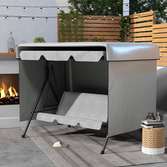 Housse de protection Polyéthylène pour meubles de jardin Imperméable 215x155x150cm Gris - ComfortXL Outdoor Living - Image 3