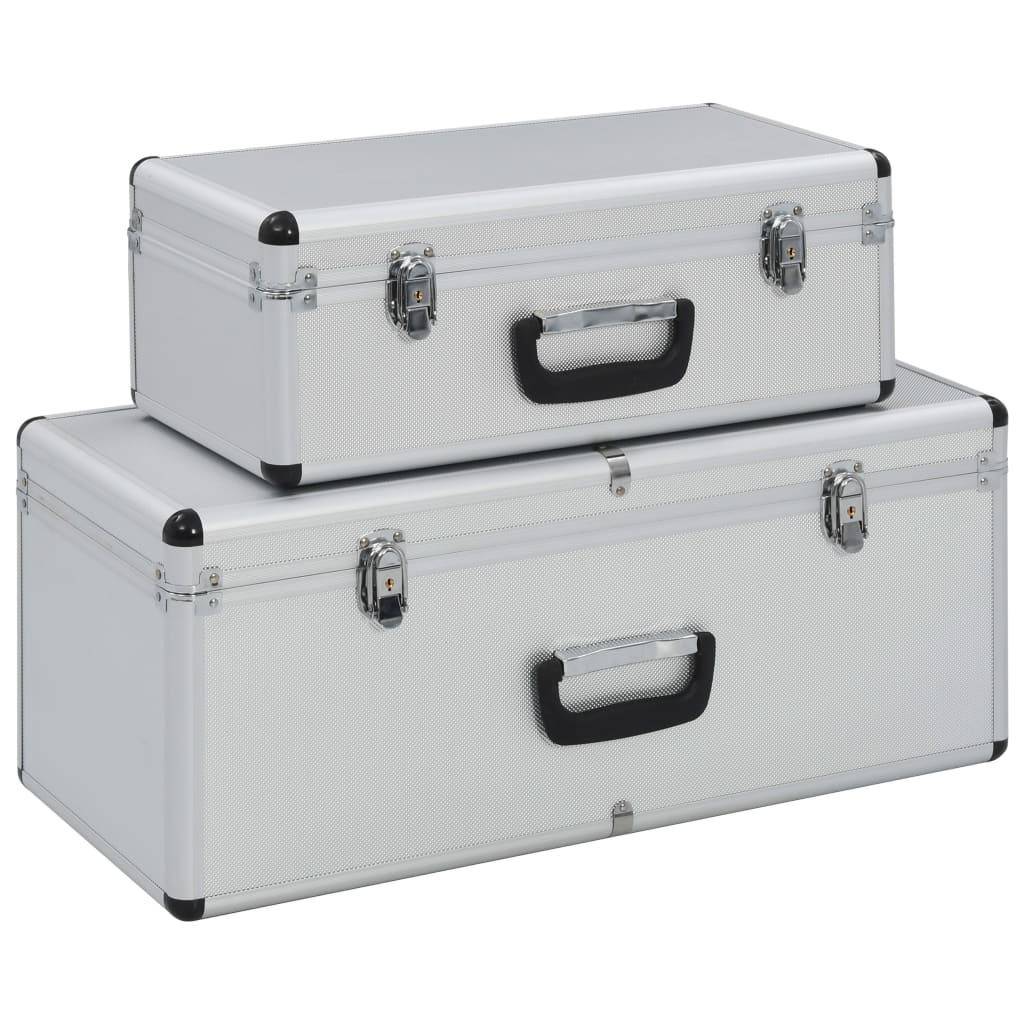 Helloshop26 - Boîtes de rangement 2 pièces argenté aluminium - Imagen 1