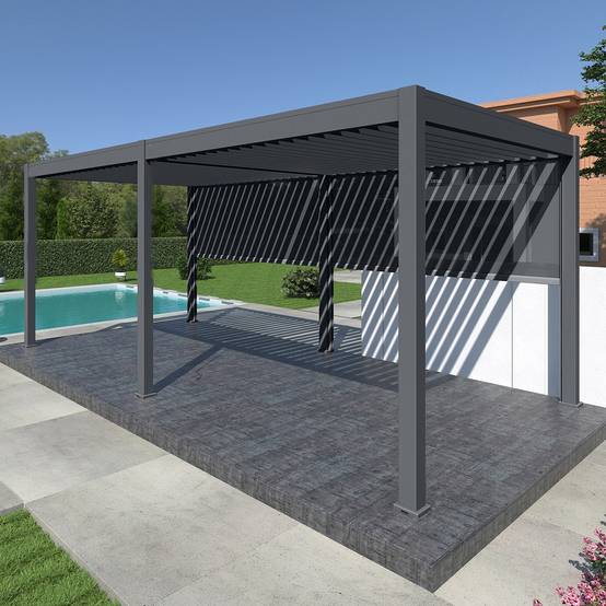 Ombrea - Pergola bioclimatique Ombréa autoportante 3x6M - Anthracite - ELMO Ombréa - Image 1