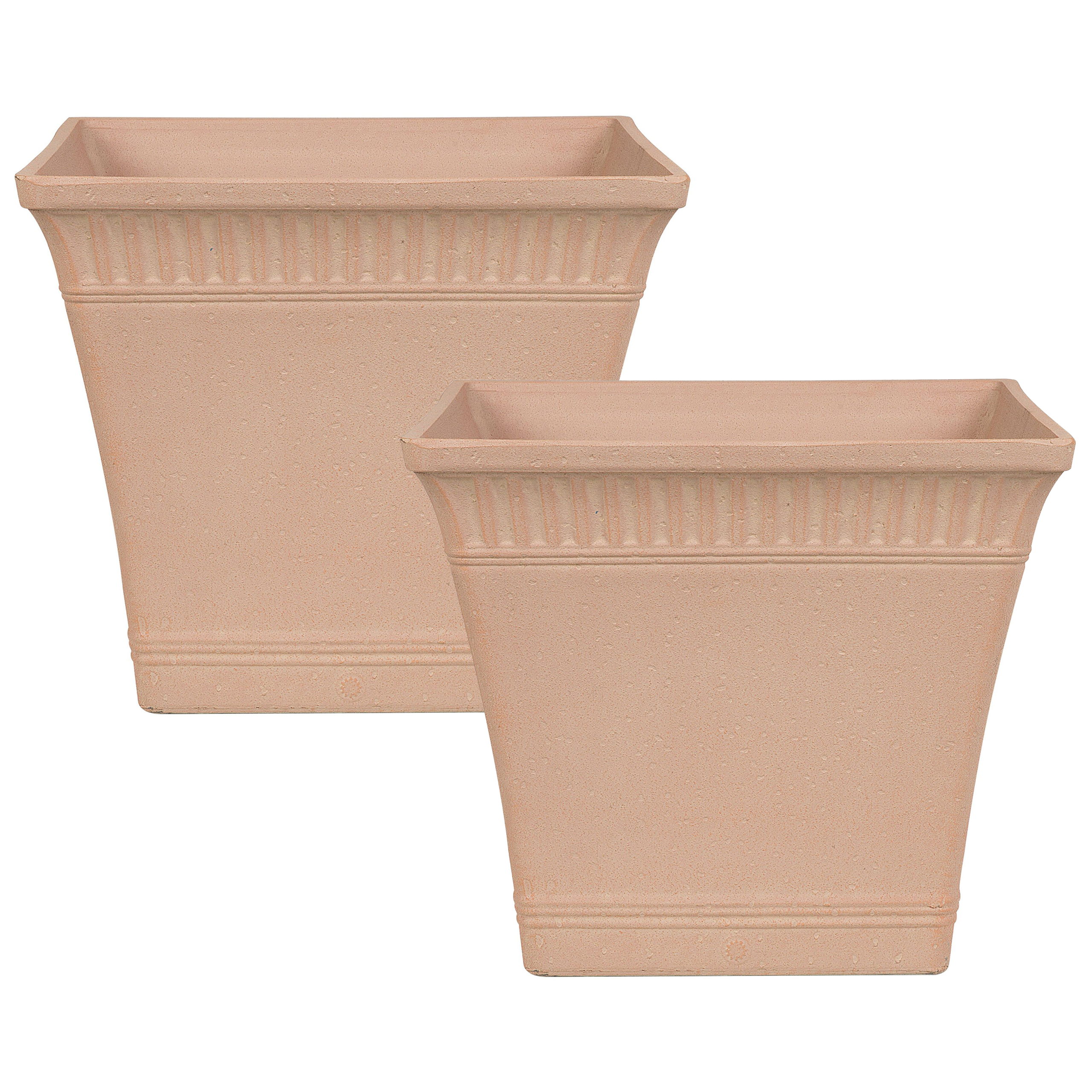 Beliani - Cache-Pots Roses en Pierre et Polyrésine 41 x 41 x 36 cm Pot de Fleurs de Style Ancien pour Extérieur et Intérieur - Imagen 1