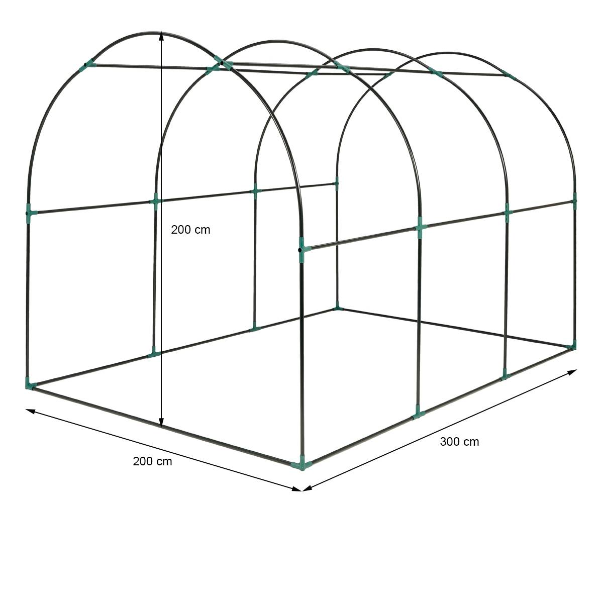 Ecd-Germany - Serre de jardin tunnel surface 6m² cadre en acier 6 fenêtres 1 porte 3Lx2lx2H m - Imagen 7