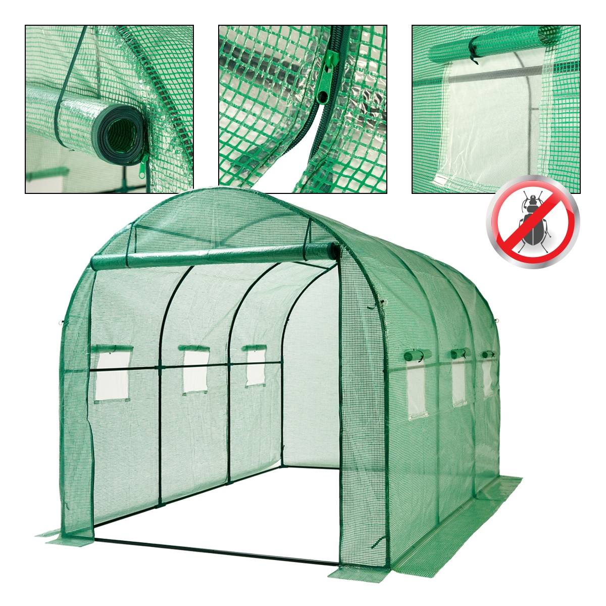 Ecd-Germany - Serre de jardin tunnel surface 6m² cadre en acier 6 fenêtres 1 porte 3Lx2lx2H m - Imagen 4