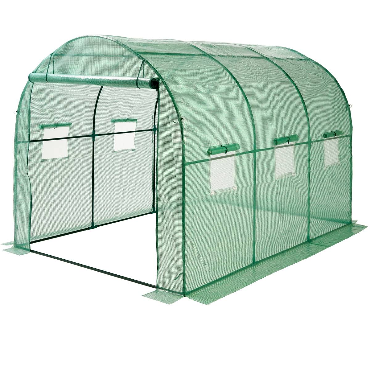 Ecd-Germany - Serre de jardin tunnel surface 6m² cadre en acier 6 fenêtres 1 porte 3Lx2lx2H m - Imagen 1