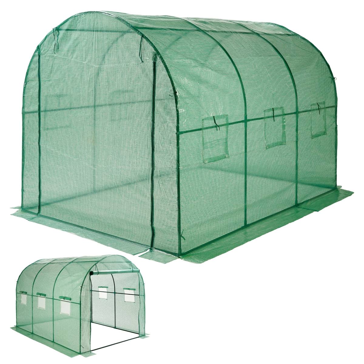 Ecd-Germany - Serre de jardin tunnel surface 6m² cadre en acier 6 fenêtres 1 porte 3Lx2lx2H m - Imagen 3