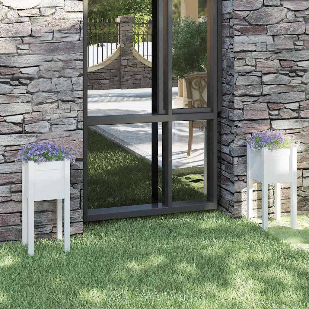 Vidaxl - Jardinières d'extérieur 2 pcs Blanc 31x31x70 cm Bois de pin vidaXL 810782 - Image 1