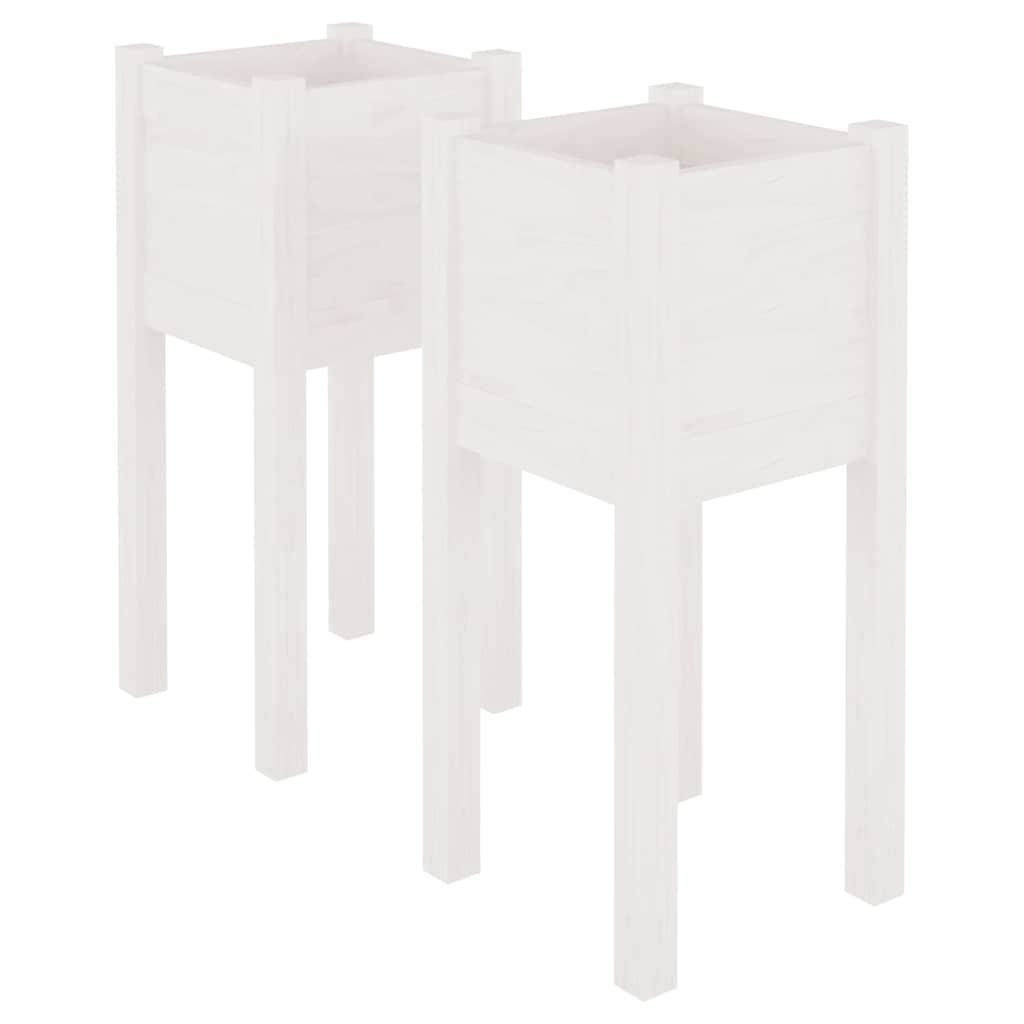 Vidaxl - Jardinières d'extérieur 2 pcs Blanc 31x31x70 cm Bois de pin vidaXL 810782 - Image 2