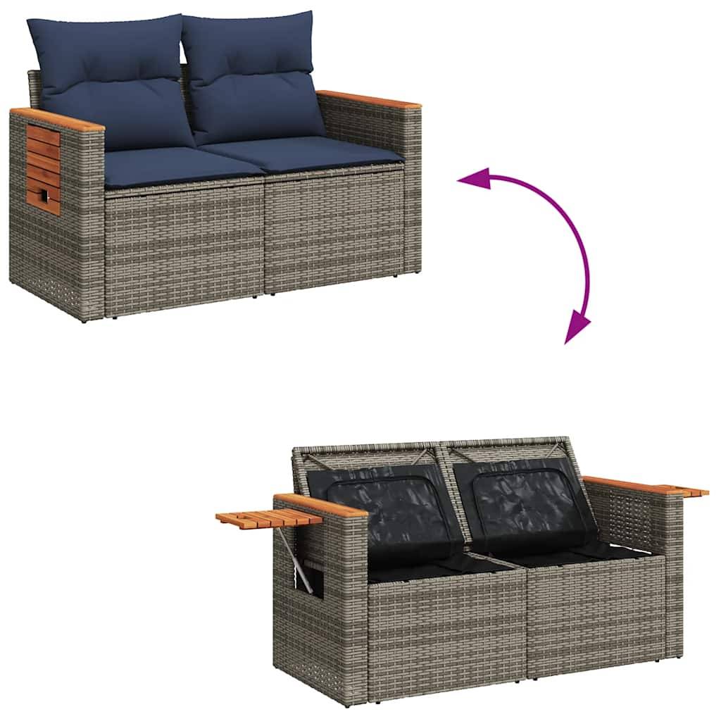 Salon de jardin 8 personnes résine tressée modulable avec table repas ajustable Gris – ComfortXL Outdoor Living - Image 9