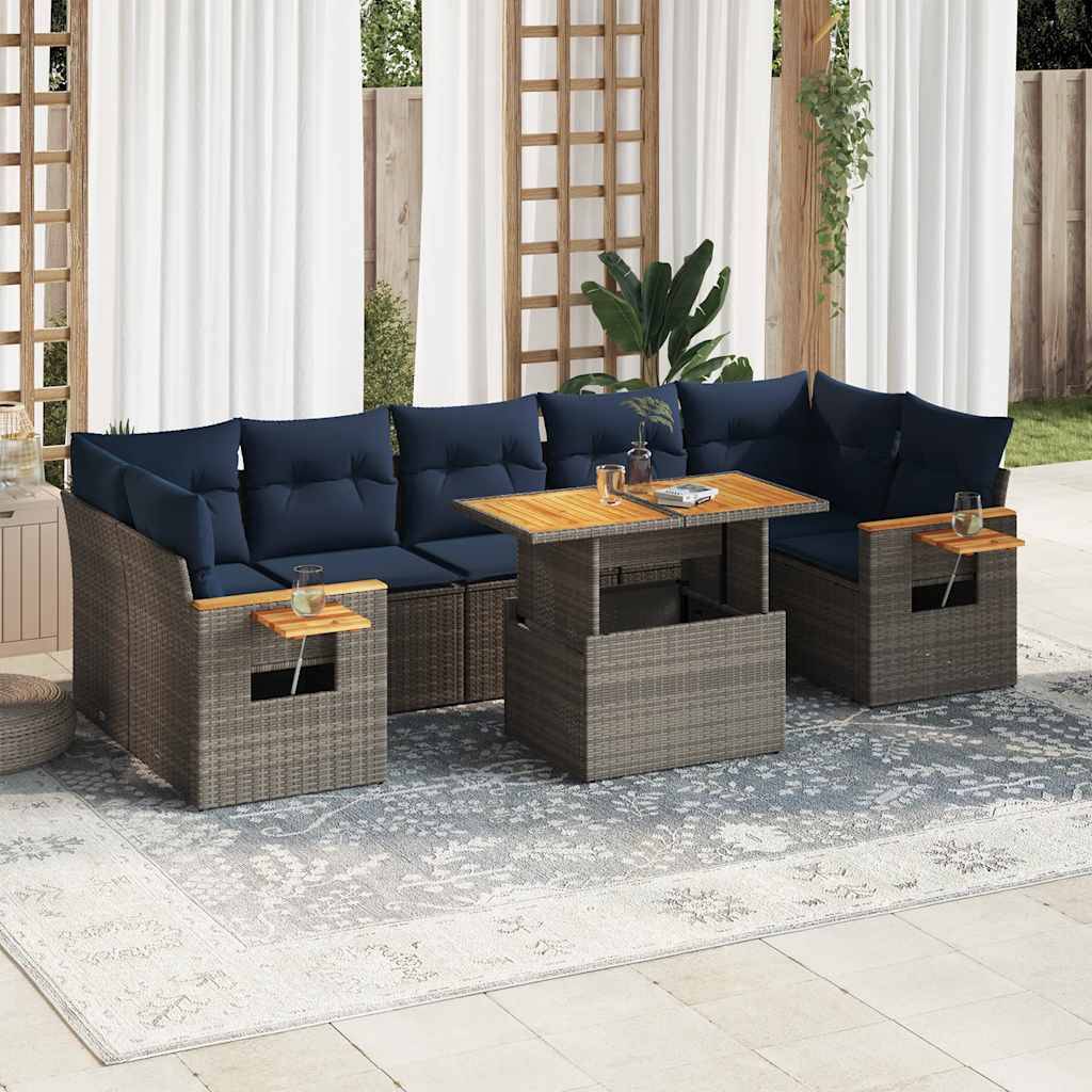 Salon de jardin 8 personnes résine tressée modulable avec table repas ajustable Gris – ComfortXL Outdoor Living