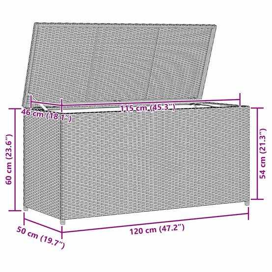 Coffre de Rangement Jardin Résine Tressée Étanche pour Coussins Terrasse Noir 120x50x60 cm – ComfortXL Outdoor Living - Image 5