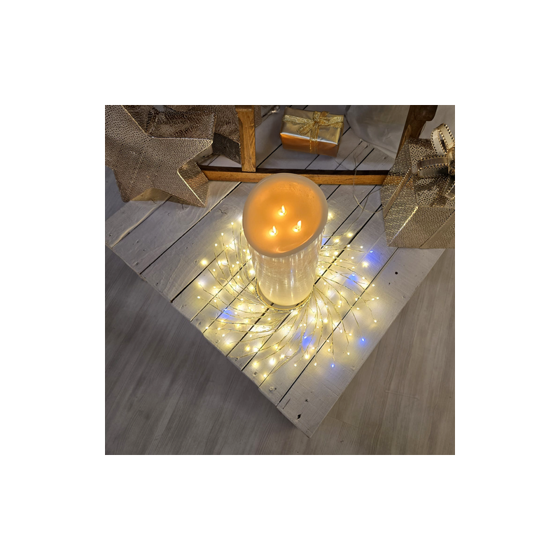 Lotti - Couronne de Noël lumineuse Champagne Tiglio ø45cm avec 160 Micro LED IP44 - Image 3