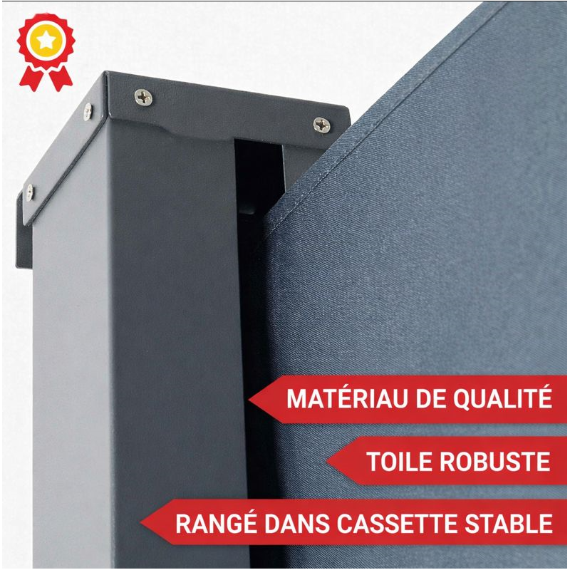Store latéral XMTECH 120x300cm - Brise-vue Auvent en polyester - Balcon jardin - Noir