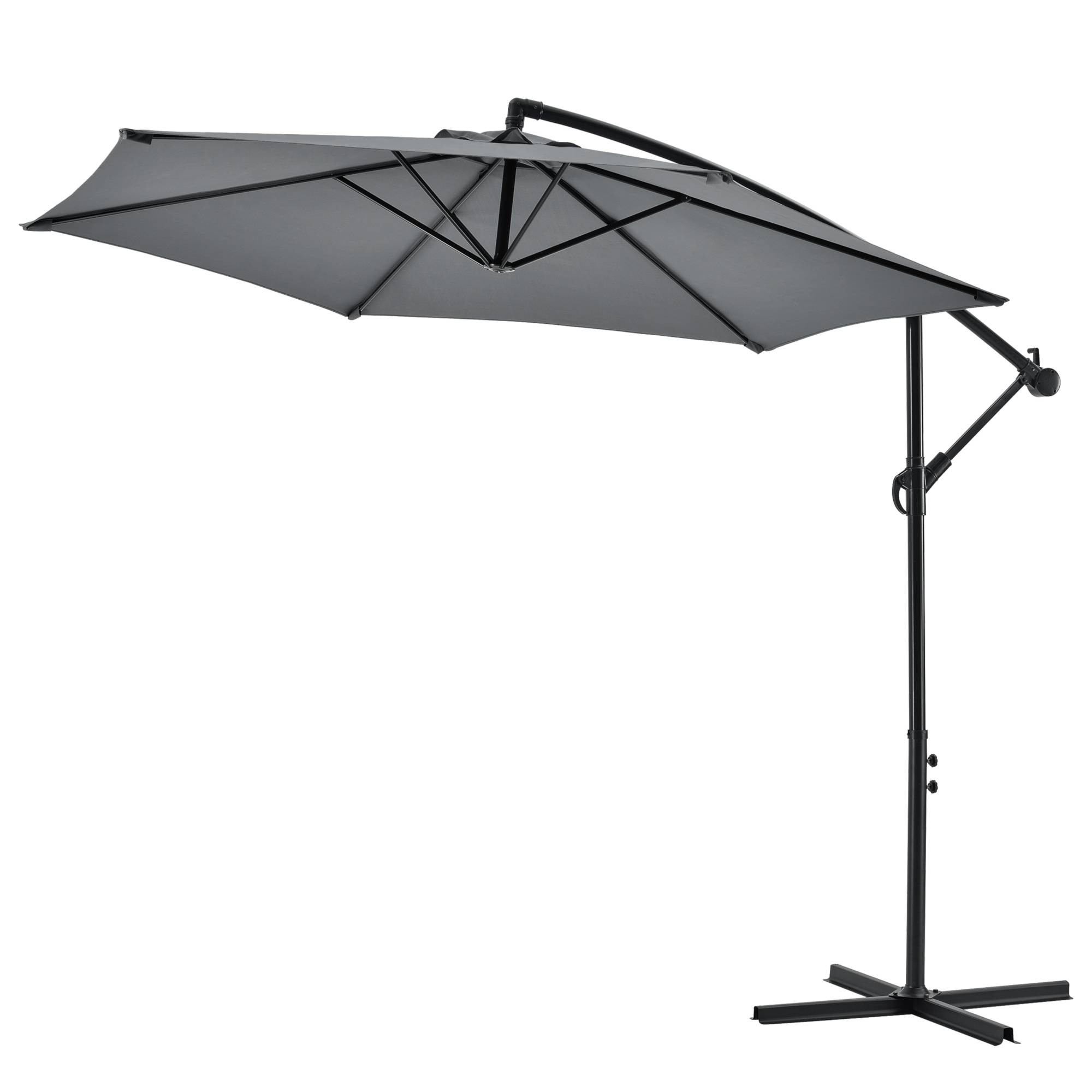 Casa.Pro - Parasol Déporté Budva Hexagonal avec Manivelle Diamètre 270 cm Gris [casa.pro] - Imagen 1