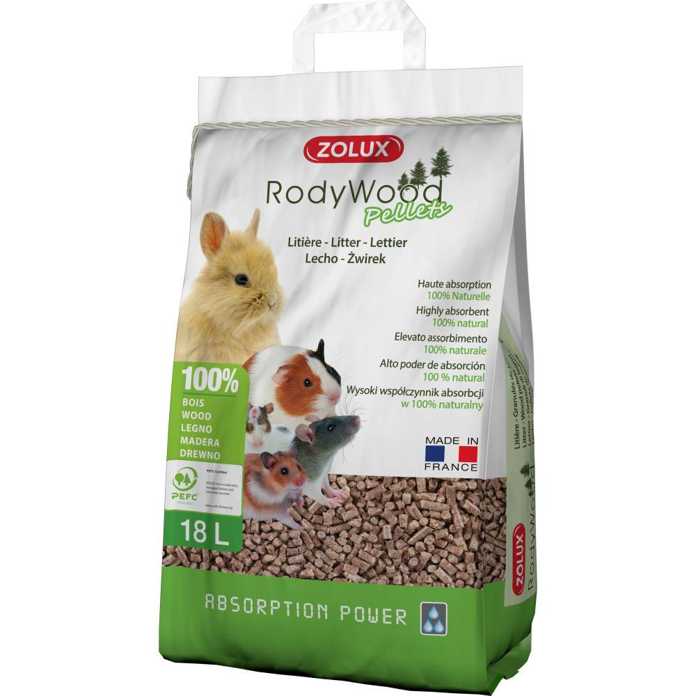 Zolux - Litière Rodywood pellets pour rongeur 18 L, 12.58 kg - Imagen 3