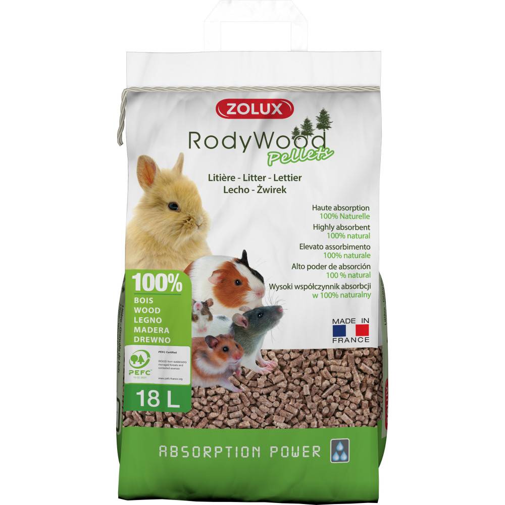 Zolux - Litière Rodywood pellets pour rongeur 18 L, 12.58 kg - Imagen 2