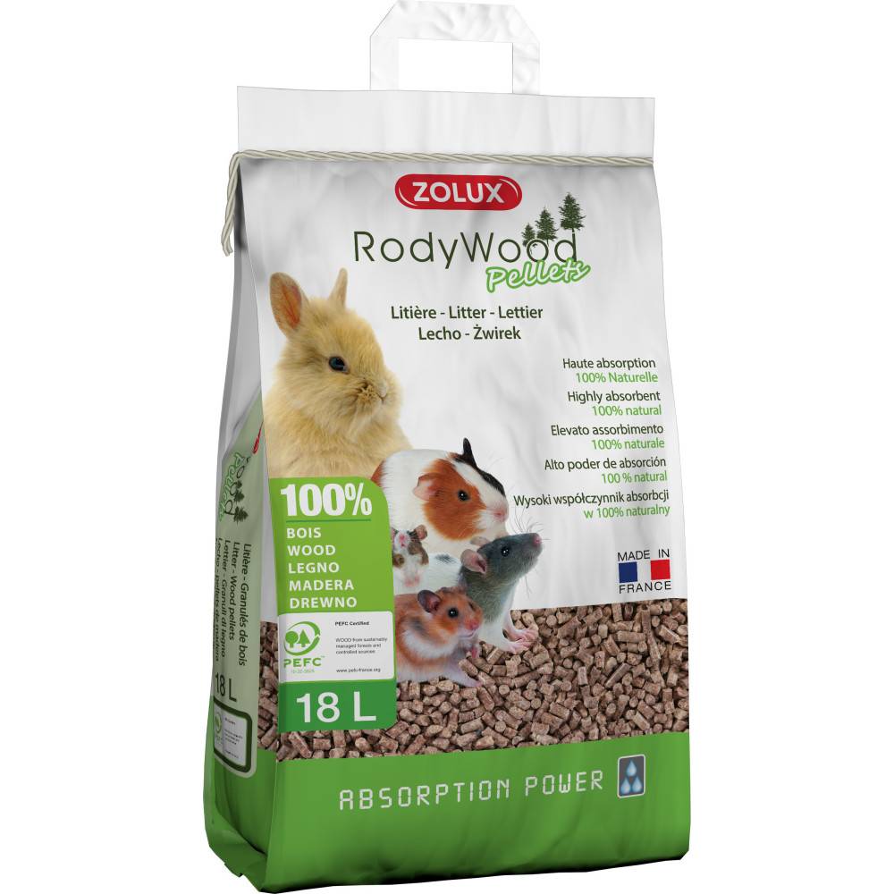 Zolux - Litière Rodywood pellets pour rongeur 18 L, 12.58 kg - Imagen 1