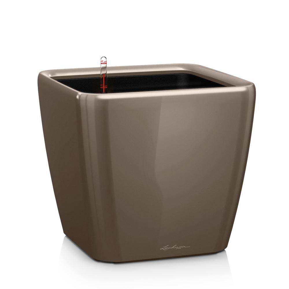 Lechuza - Pot Quadro Premium LS 28 - kit complet, taupe brillant 28 cm Lechuza - Imagen 1