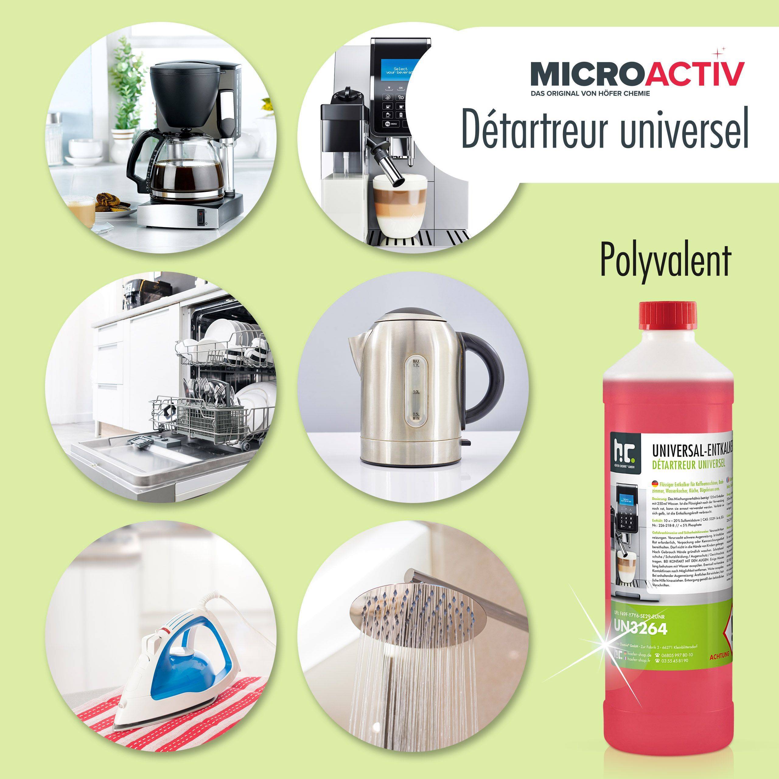Détartrant universel Microactiv® avec indicateur de couleur pour machines à café entièrement automatiques en bidon de 5 L x 48 - Image 6