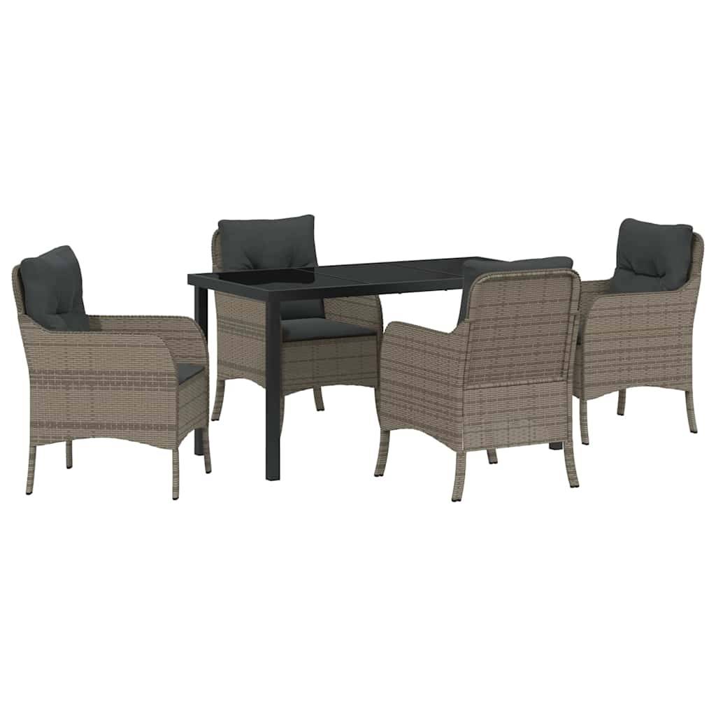 Table et Chaises de Jardin 5 Pcs Poly Rotin Gris Set Repas Extérieur – ComfortXL Outdoor Living - Image 2