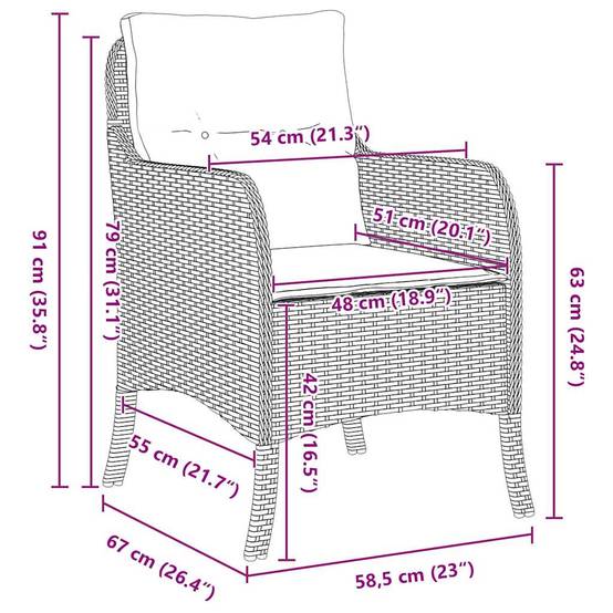 Table et Chaises de Jardin 5 Pcs Poly Rotin Gris Set Repas Extérieur – ComfortXL Outdoor Living - Image 8