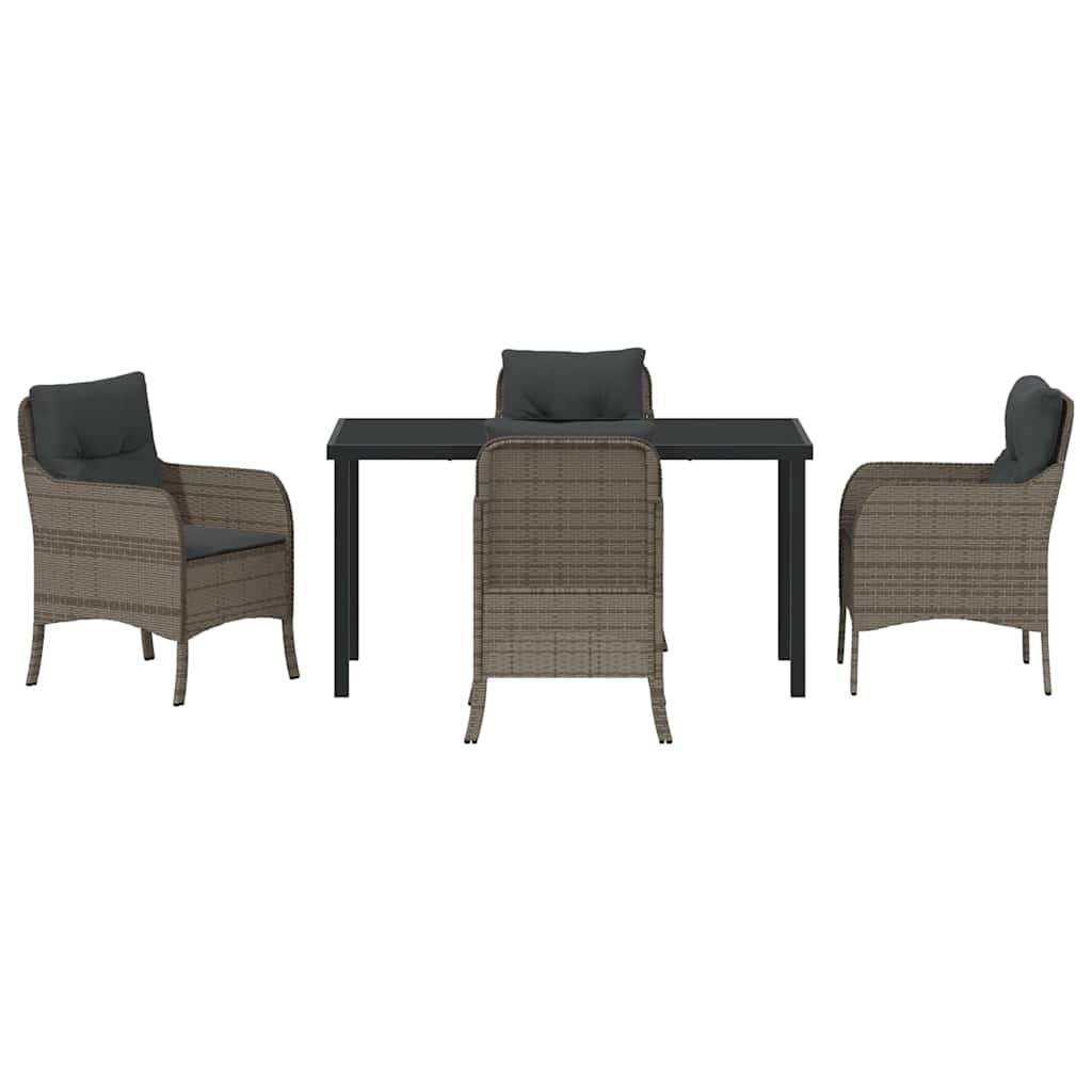 Table et Chaises de Jardin 5 Pcs Poly Rotin Gris Set Repas Extérieur – ComfortXL Outdoor Living - Image 7