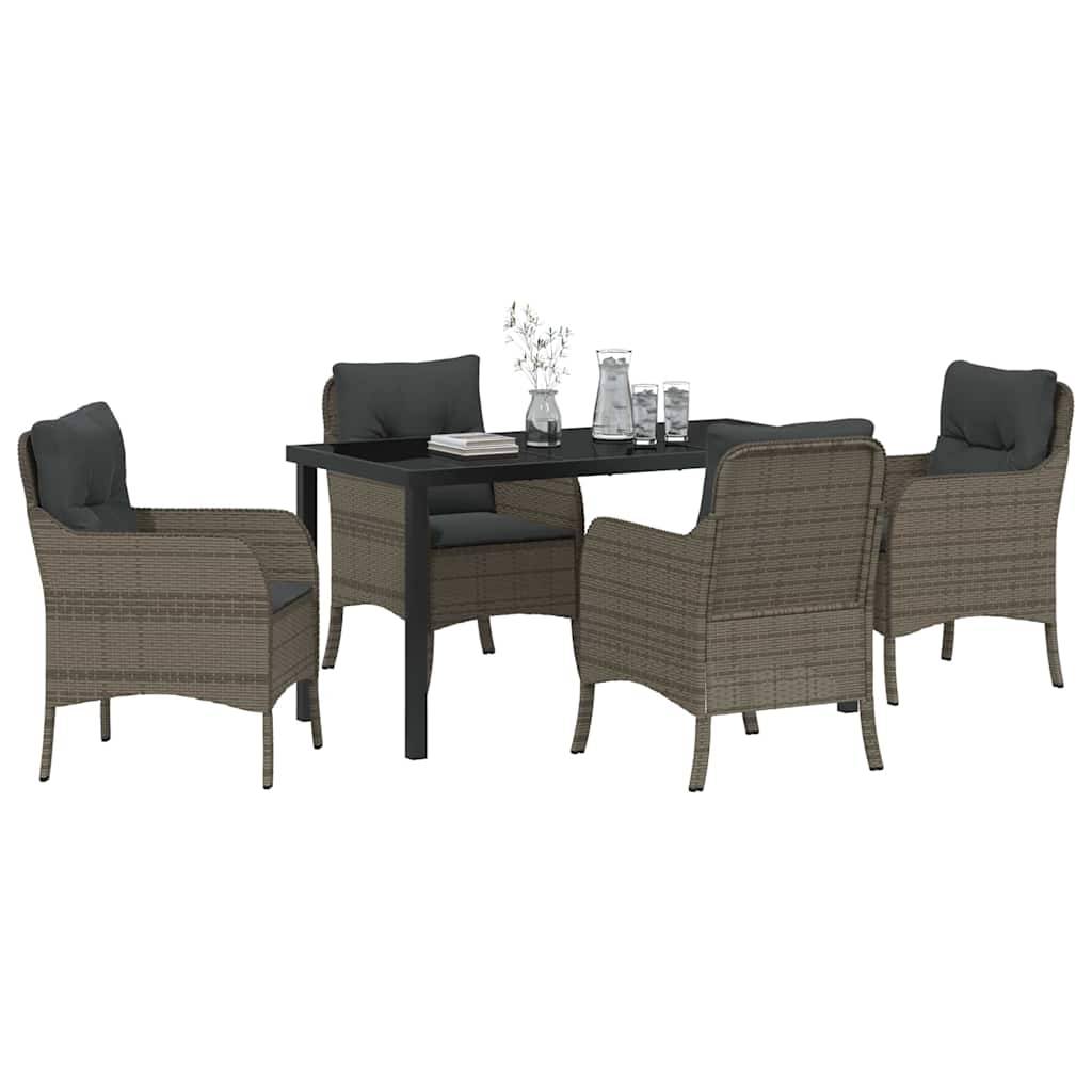 Table et Chaises de Jardin 5 Pcs Poly Rotin Gris Set Repas Extérieur – ComfortXL Outdoor Living - Image 3