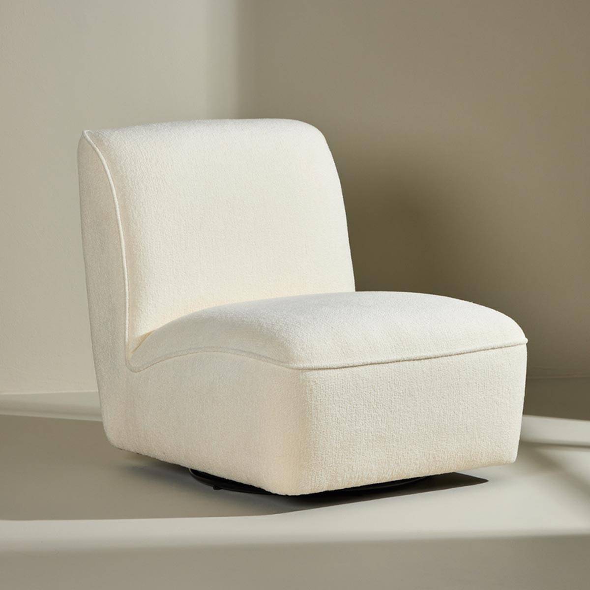 Paris Prix - Fauteuil Design en Tissu Bouclette "My" 88cm Blanc - Image 7